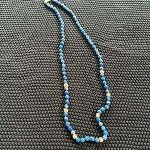COPY - Lapis and gold beaded necklace.  Approx 32 inches total length